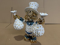 Dagobert duck beeld, lior24, wit, goud en metallic blauw - afbeelding 2 van  4