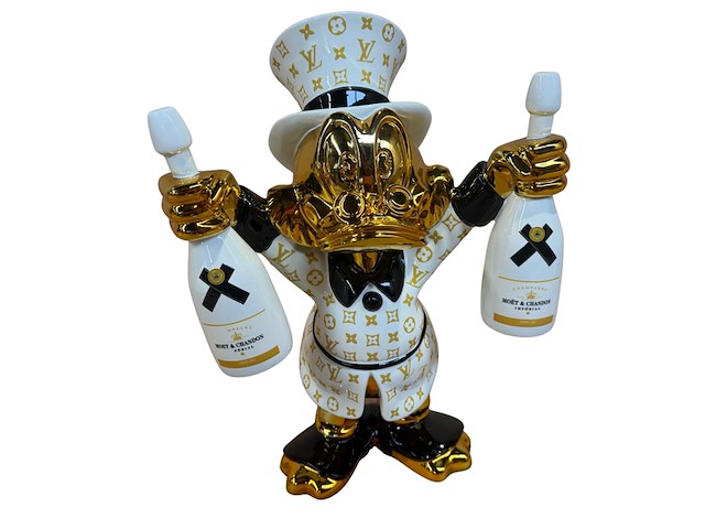 Dagobert duck beeld, lior24, wit / goud / zwart - afbeelding 1 van  4