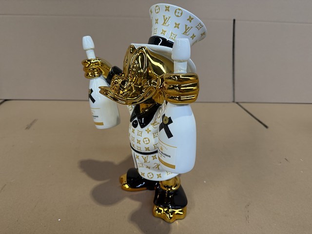 Dagobert duck beeld, lior24, wit / goud / zwart - afbeelding 2 van  4