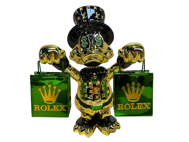 Dagobert duck beeld, lior24, zwart, goud en metallic groen - afbeelding 1 van  4
