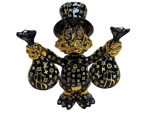 Dagobert duck beeld, lior24, zwart met goudkleurige accenten - afbeelding 1 van  4