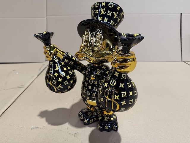 Dagobert duck beeld, lior24, zwart met goudkleurige accenten - afbeelding 2 van  4