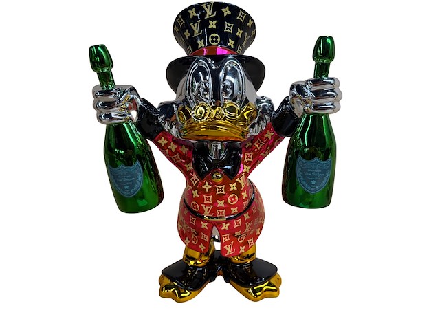Dagobert duck beeld, lior24, zwart / zilver / goud / rood / groen - afbeelding 1 van  2