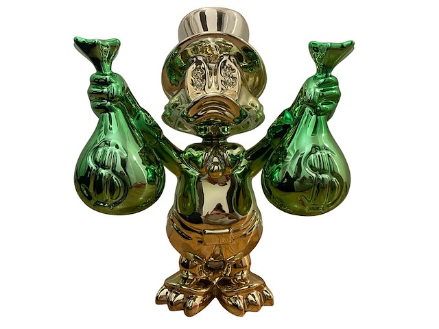 Dagobert duck sculptuur lior24, goud, groen - afbeelding 1 van  9