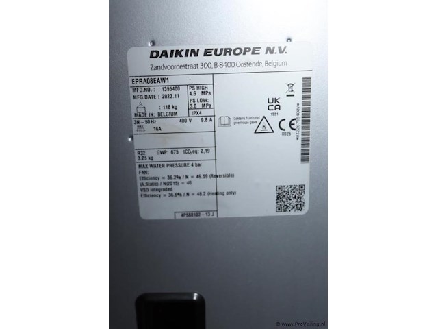 Daikin altherma 3 h lucht-water warmtepomp buitenunit epra08eaw1 - afbeelding 10 van  12