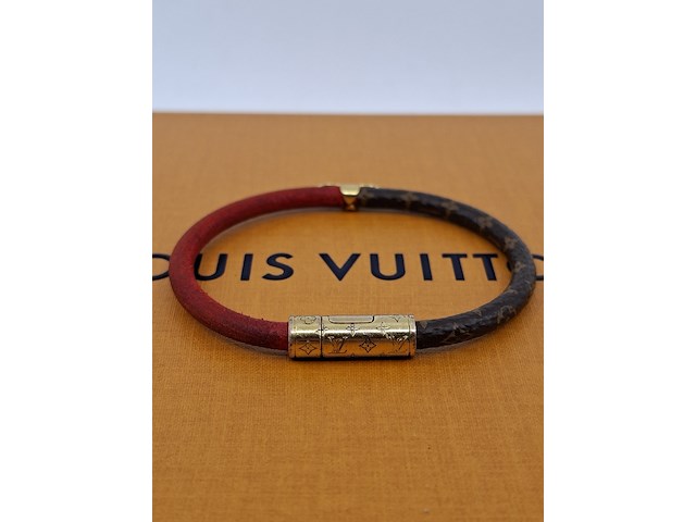 Daily confidential bracelet, louis vuitton, armband, bruin, goud, rood - afbeelding 3 van  7