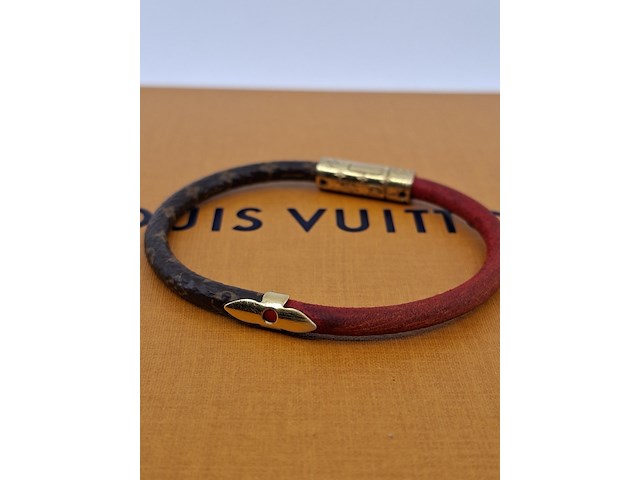 Daily confidential bracelet, louis vuitton, armband, bruin, goud, rood - afbeelding 5 van  7
