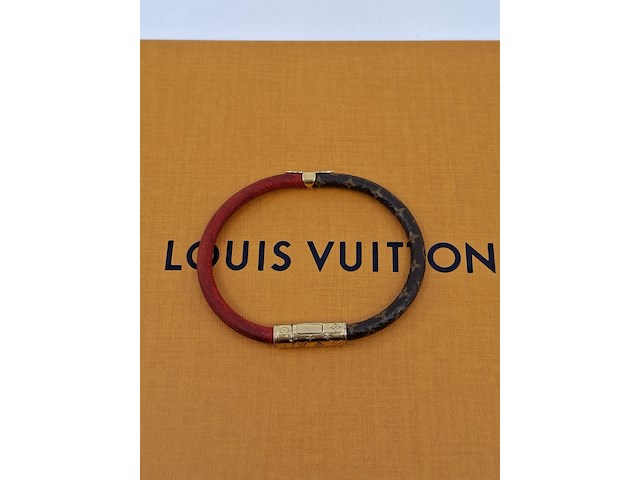 Daily confidential bracelet, louis vuitton, armband, bruin, goud, rood - afbeelding 6 van  7