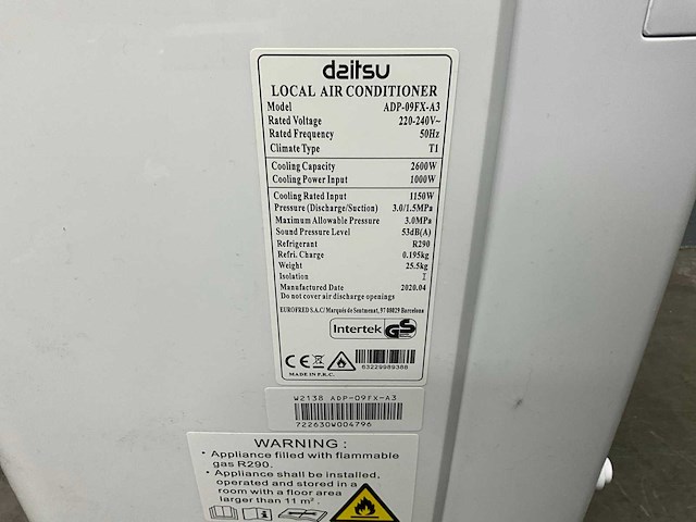 Daitsu - adp-09fx-a3 - mobiele airco (5x) - afbeelding 5 van  6