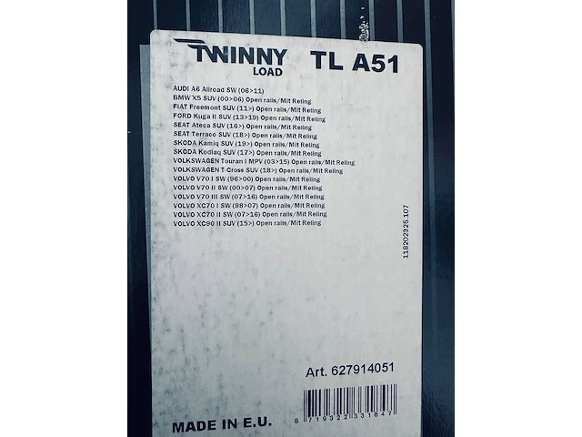 Dakdragers twinny load aluminium a51, grijs / chroom - afbeelding 3 van  3