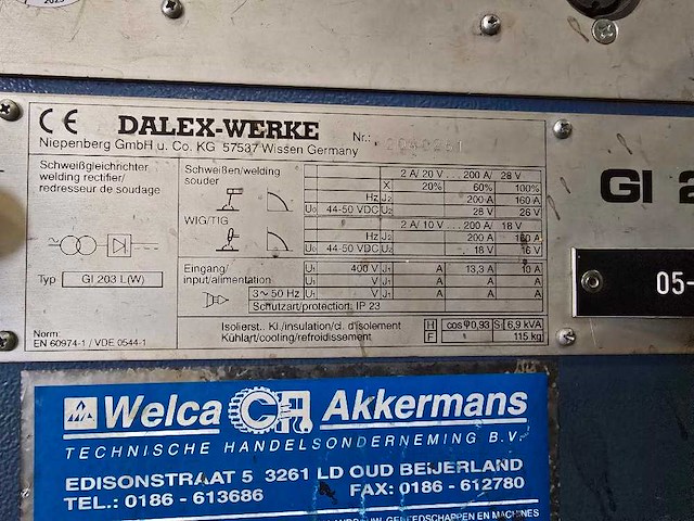 Dalex - g 203 l (w) - tig-lasmachine - afbeelding 5 van  5