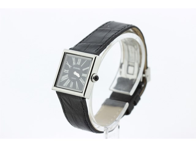 Dames polshorloge, chanel, mademoiselle, zwarte wijzerplaat, ca 2010 - afbeelding 3 van  8