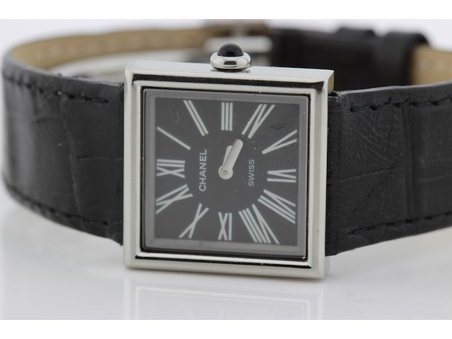 Dames polshorloge, chanel, mademoiselle, zwarte wijzerplaat, ca 2010 - afbeelding 4 van  8