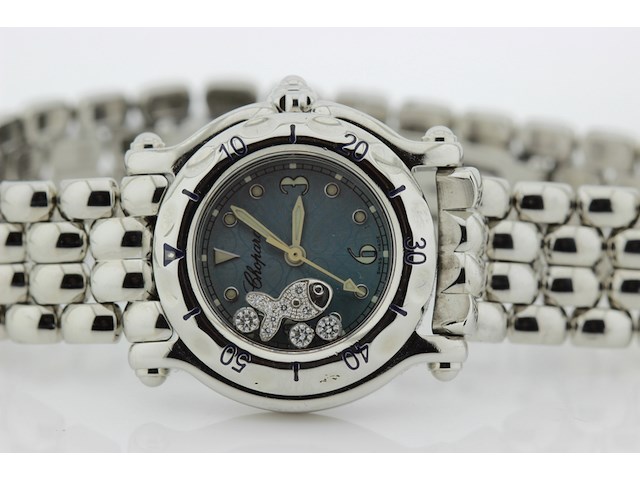 Dames polshorloge chopard, happy fish, blauwe wijzerplaat, bouwjaar ca 2000 - afbeelding 4 van  6