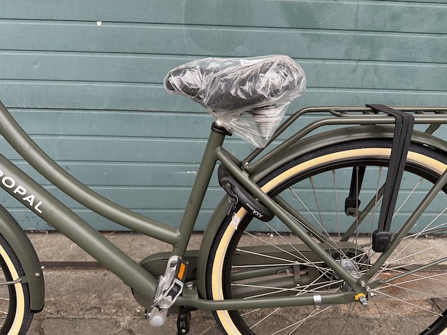 Dames stadsfiets 53 cm 3 versnellingen, popal daily dutch prestige n3, army green - afbeelding 2 van  16