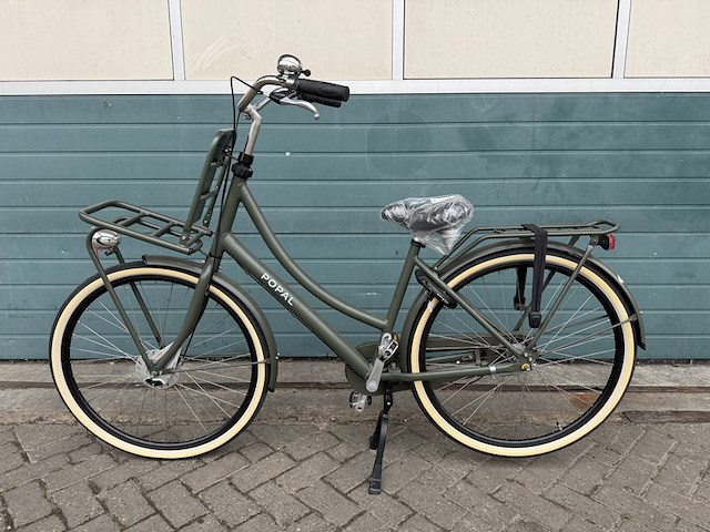 Dames stadsfiets 53 cm 3 versnellingen, popal daily dutch prestige n3, army green - afbeelding 1 van  16