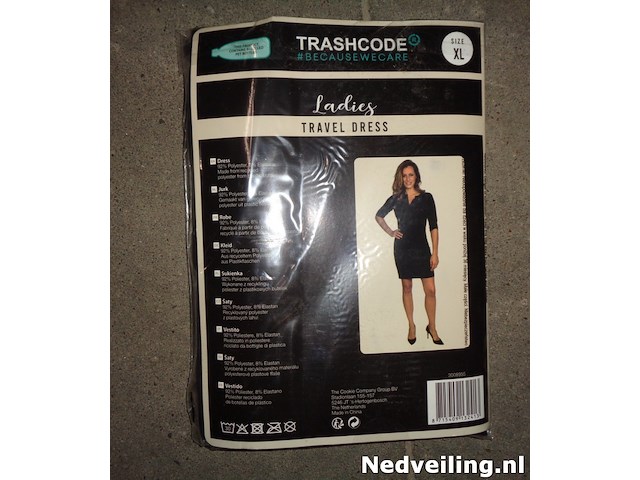 Dames travel dress zwart maat xl - afbeelding 2 van  3