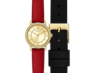Dameshorloge gift set guess, night life set gw0643l2 28mm, band:rood/zwart kast:goud - afbeelding 1 van  1