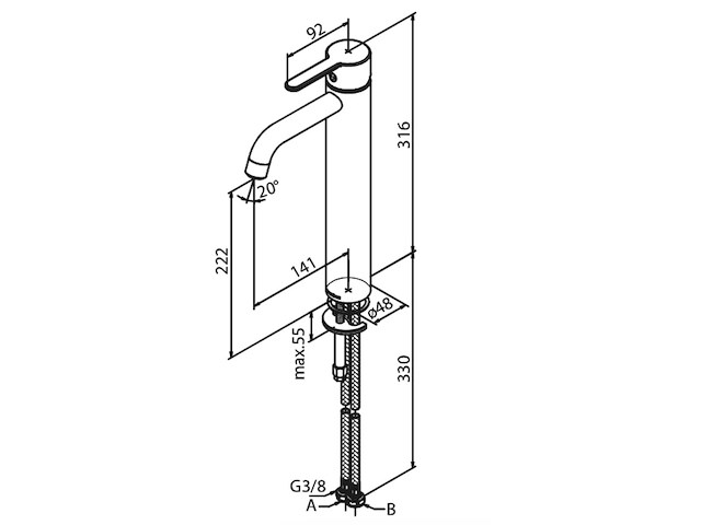Damixa - silhouet - wastafelmengkraan large - afbeelding 2 van  5