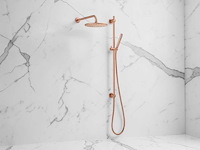Damixa iris hoofddouche met wandarm glijstang en staaf handdouche brushed copper - afbeelding 1 van  10