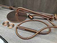 Damixa iris hoofddouche met wandarm glijstang en staaf handdouche brushed copper - afbeelding 2 van  10