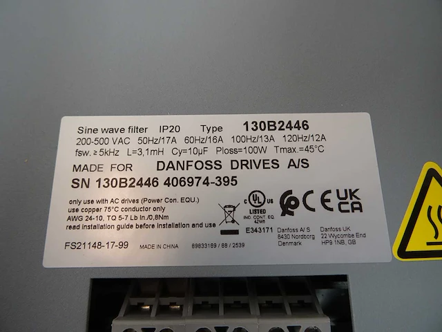 Danfoss - vlt power option - 130b2446 - sinewave filter - afbeelding 2 van  3