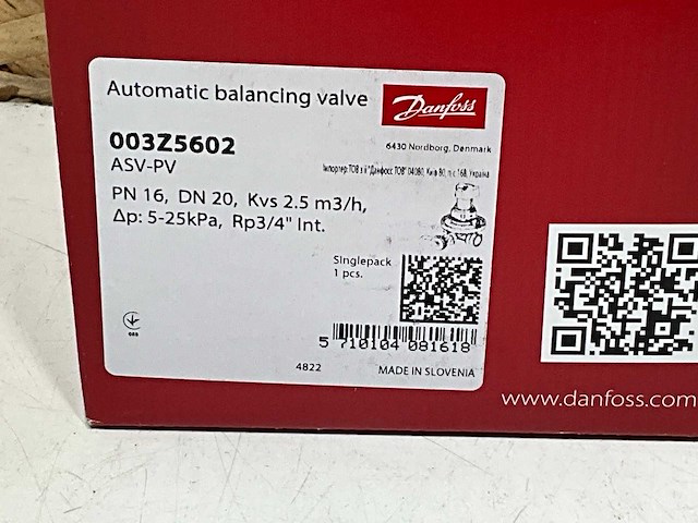 Danfoss 003z5602 drukverschilregelaar asv-pv dn20 5..25kpa 3/4"bn.dr. met epp isolatie - afbeelding 4 van  4