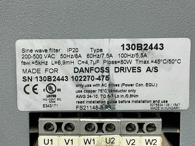 Danfoss 130b2443 sinus filter (3x) - afbeelding 6 van  6