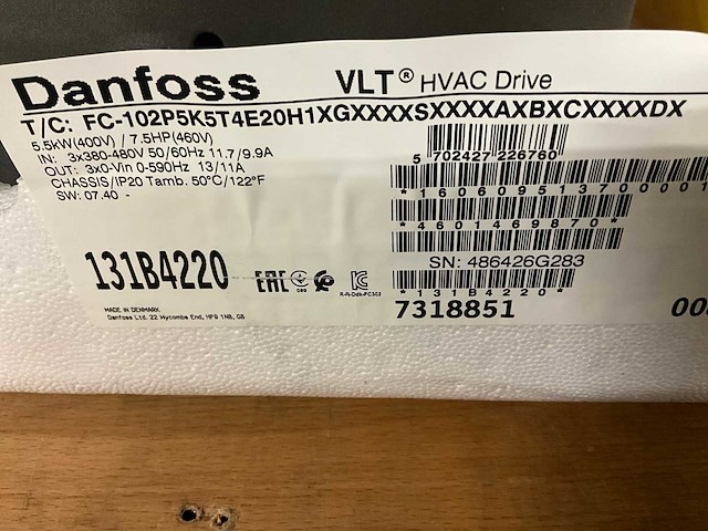 Danfoss fc-102p5k5t4e20h1xg 5,5 kw frequentieregelaar - afbeelding 5 van  5