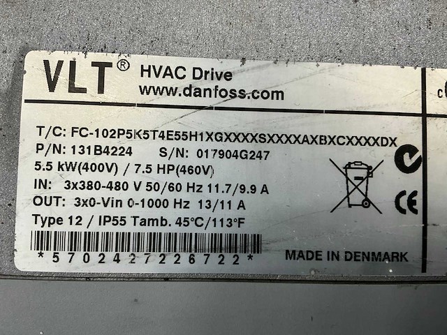 Danfoss vlt hvac drive 5,5 kw frequentieregelaar - afbeelding 7 van  7