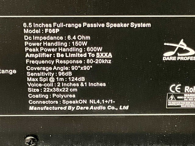 Dare audio f06p passieve luidspreker - afbeelding 8 van  9