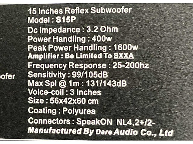 Dare audio s15p 15-inch passieve subwoofer (2x) - afbeelding 9 van  9
