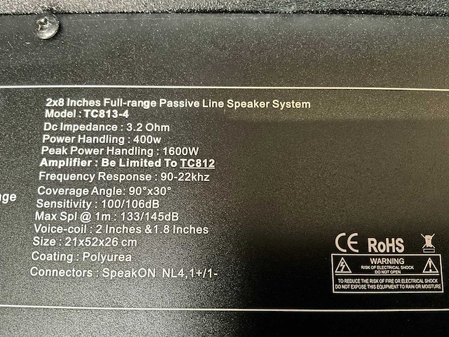 Dare audio tc813-4 passieve line luidspreker (2x) - afbeelding 5 van  6