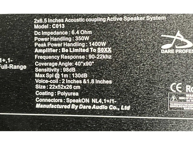Dare audio tc813-4 passieve line luidspreker (2x) - afbeelding 8 van  9