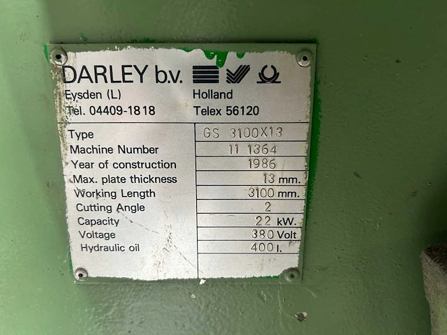 Darley - 1986 - gs3100x13 - platenschaar - afbeelding 9 van  13