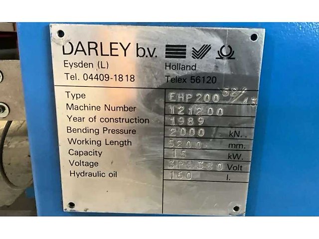 Darley - 1989 - ehp 200 52 43 - cnc-kantbank - afbeelding 13 van  15