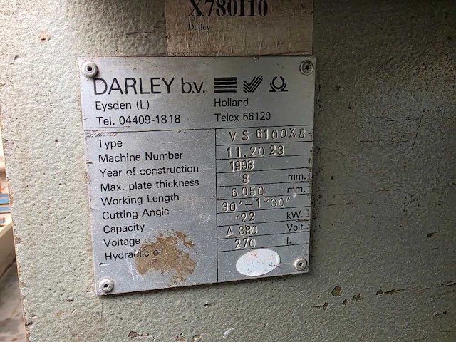 Darley - 1993 - vs 6100 x 8 - guillotineschaar - afbeelding 13 van  13