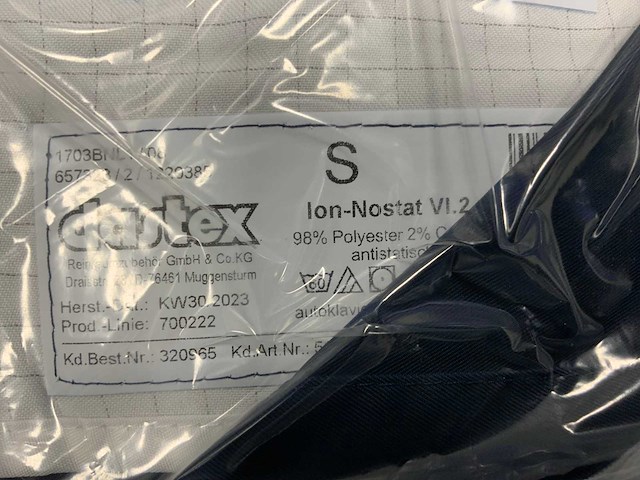 Dastex ion-nostat vi.2 cleanroom werkjas (13x) - afbeelding 3 van  5