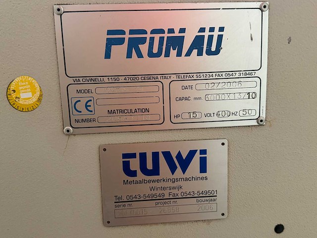 Davi promau - mcb 3028 - bending machines - 2006 - afbeelding 14 van  15