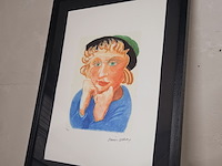 David hockney lithograaf ''celia with green hat '' - limited edition 60/200 - afbeelding 1 van  6