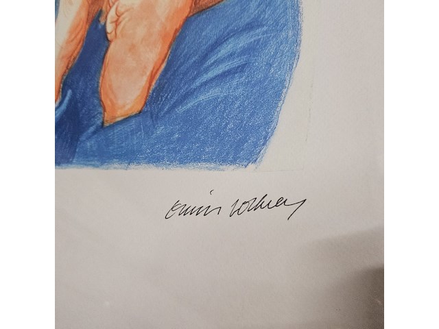 David hockney lithograaf ''celia with green hat '' - limited edition 60/200 - afbeelding 3 van  6