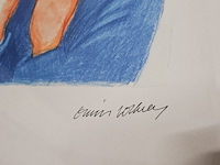 David hockney lithograaf ''celia with green hat '' - limited edition 60/200 - afbeelding 3 van  6