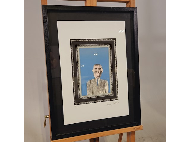 David hockney lithograaf ''picture of a portrait' - limited edition 83/200 - afbeelding 1 van  7