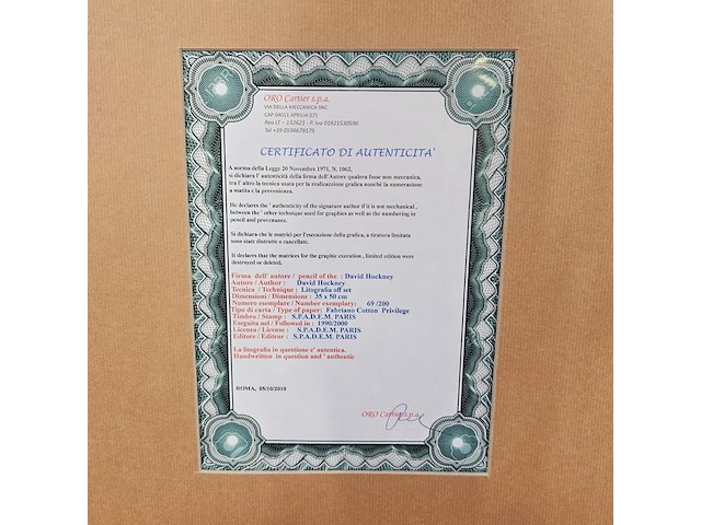 David hockney lithograaf ''picture of a portrait' - limited edition 83/200 - afbeelding 7 van  7