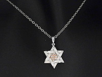 Davidster hanger met natuurlijke roze en witte diamanten van hoge kwaliteit - afbeelding 1 van  8