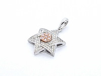 Davidster hanger met natuurlijke roze en witte diamanten van hoge kwaliteit - afbeelding 7 van  8