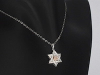 Davidster hanger met roze en witte diamanten hoge kwaliteit - afbeelding 4 van  6