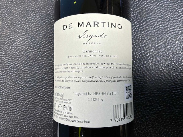 De martino carmenere 2023 rode wijn (6x) - afbeelding 3 van  3