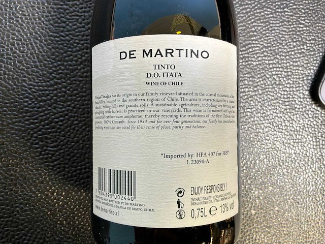 De martino vallen des itata rode wijn 2022 (4x) - afbeelding 3 van  3
