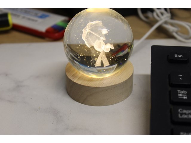 Deco glazen bol met hologram met usb 1x in a5 - afbeelding 1 van  3